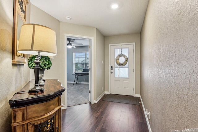 entrance foyer with dark hardwood / wood-style floors