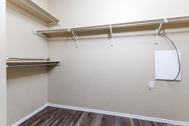 walk in closet featuring dark hardwood / wood-style floors