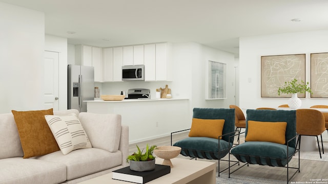 living room with light hardwood / wood-style floors