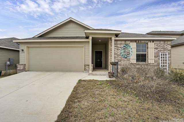 single story home with a garage