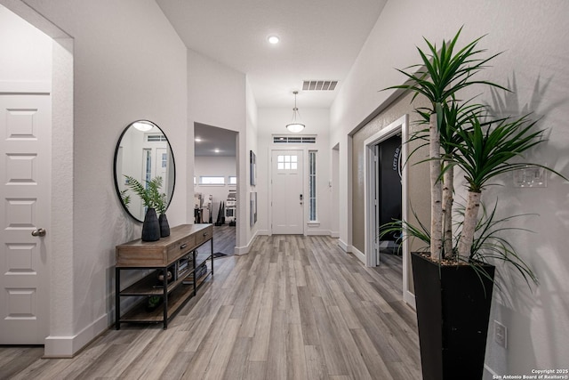 entrance foyer with light hardwood / wood-style floors