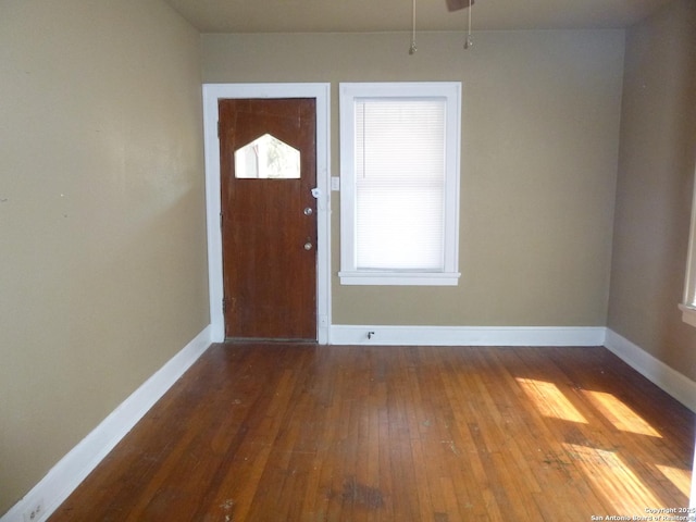 foyer entrance with hardwood / wood-style floors