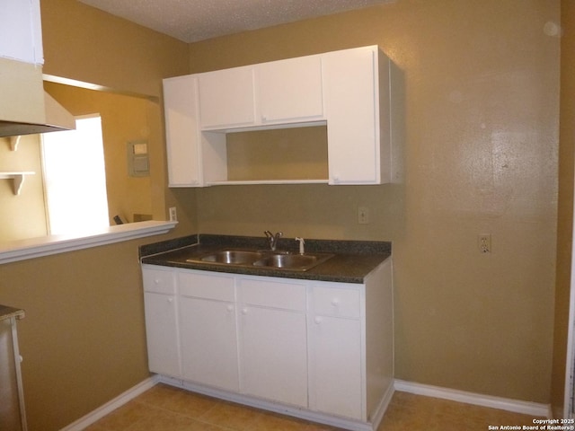 kitchen featuring sink and white cabinets