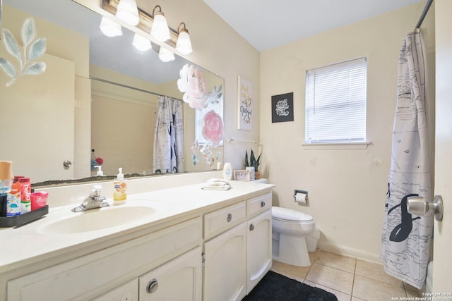 bathroom featuring vanity, toilet, and tile patterned floors