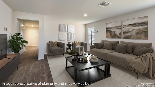 living room with wood-type flooring