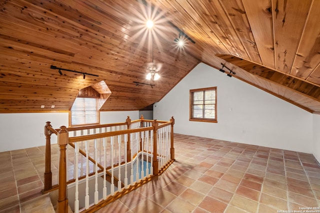 additional living space with wooden ceiling and vaulted ceiling