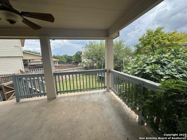 view of patio with ceiling fan