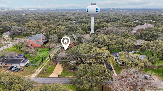 aerial view with a forest view and a residential view