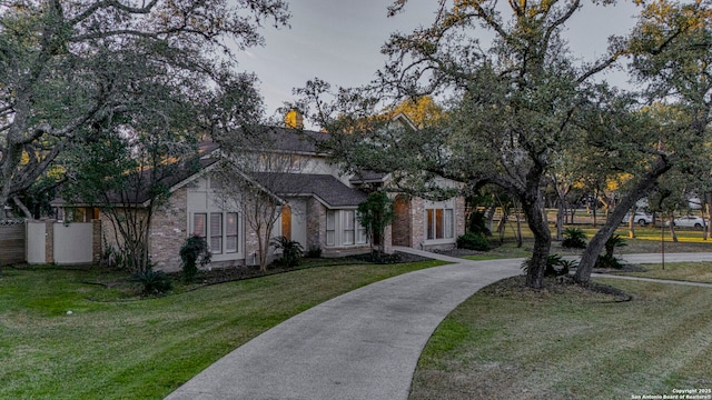 view of front of home with a front yard