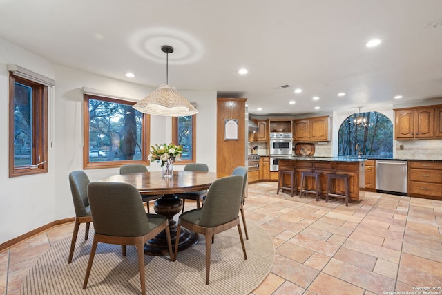 dining area with sink