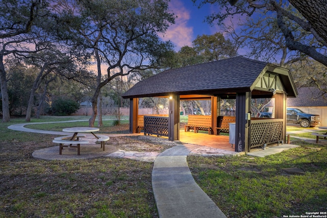 view of home's community featuring a gazebo and a lawn