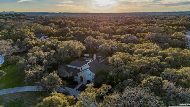 view of aerial view at dusk