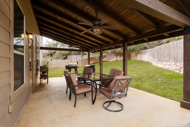 view of patio with ceiling fan