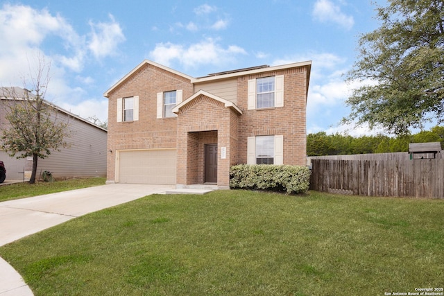 view of front of house with a garage and a front yard