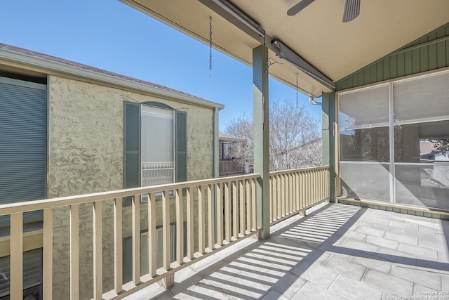 balcony with ceiling fan