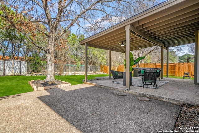 view of patio with ceiling fan