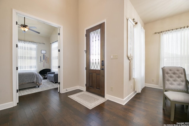 foyer entrance with dark hardwood / wood-style floors