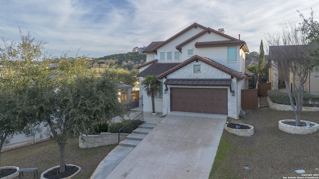 craftsman inspired home featuring a garage