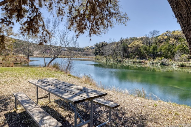 view of property's community with a water view