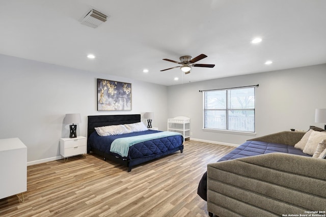 8907 Athens, San Antonio, TX 78251 - bedroom with light wood-type flooring and ceiling fan