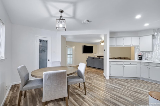 8907 Athens, San Antonio, TX 78251 - dining space with light wood-type flooring and ceiling fan
