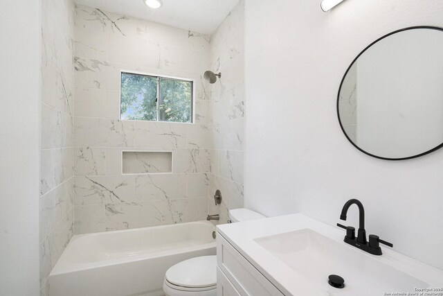 1645 W Magnolia Ave, San Antonio, TX 78201 - bathroom featuring toilet, bathtub / shower combination, and vanity