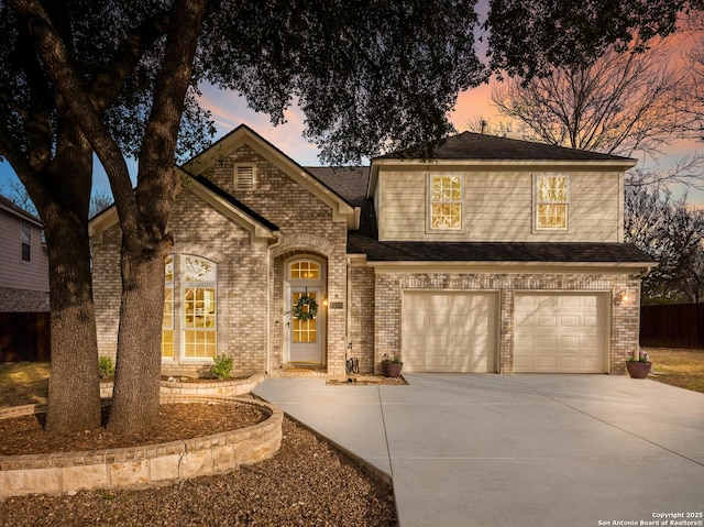 view of front facade featuring a garage