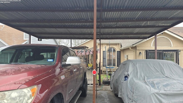 garage featuring fence