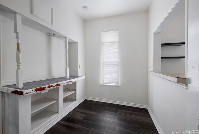 mudroom with dark hardwood / wood-style floors