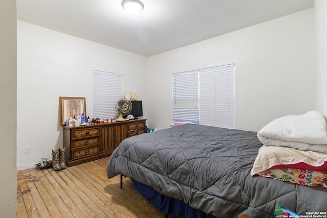 bedroom with light hardwood / wood-style flooring