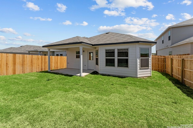 6707 Tasajillo Spgs, San Antonio, TX 78253 - back of house with a yard, a fenced backyard, and a patio