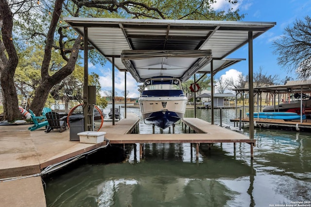 dock area featuring a water view