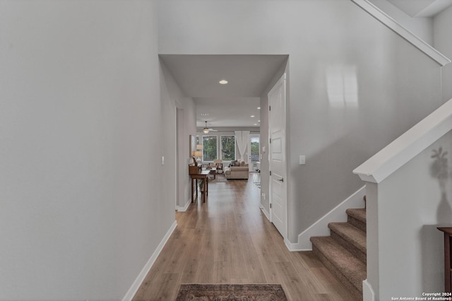 hall featuring light hardwood / wood-style flooring