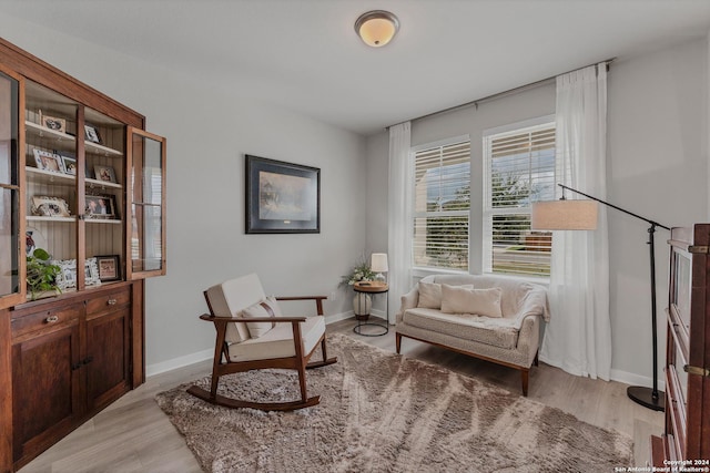 sitting room featuring light wood-type flooring