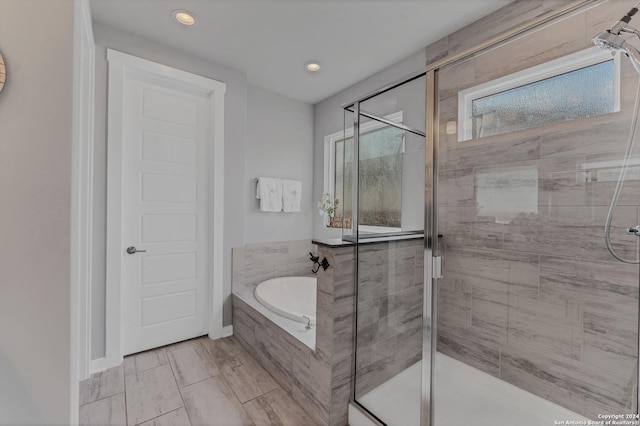 bathroom with plus walk in shower