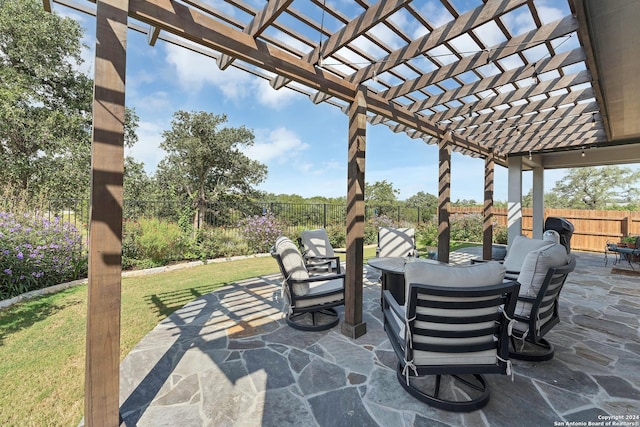 view of patio / terrace featuring a pergola