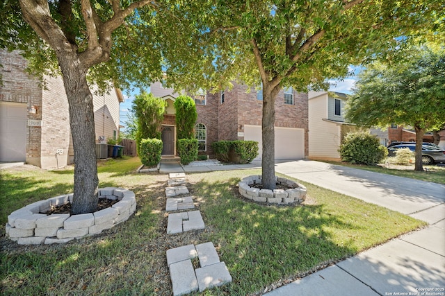 view of front of home featuring a front yard and central air condition unit