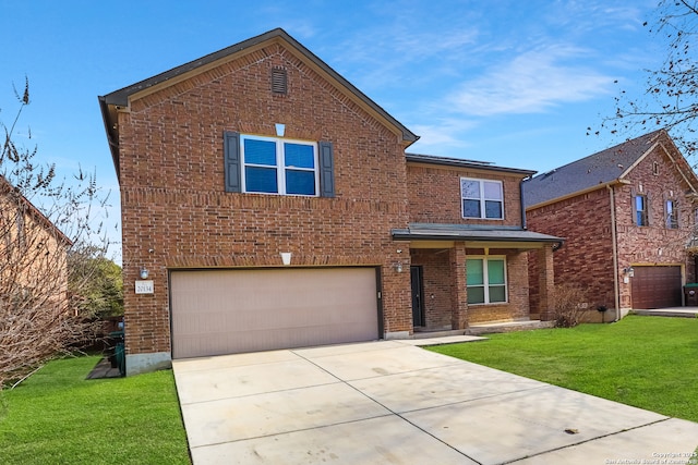 front of property with a garage and a front yard