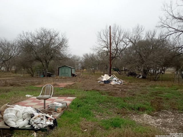 view of yard with a shed and an outbuilding