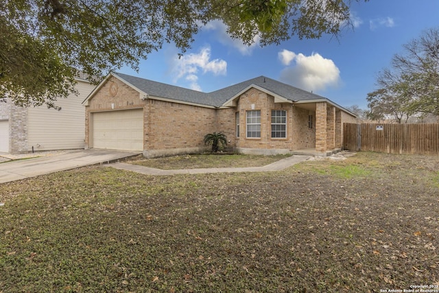 single story home with a garage