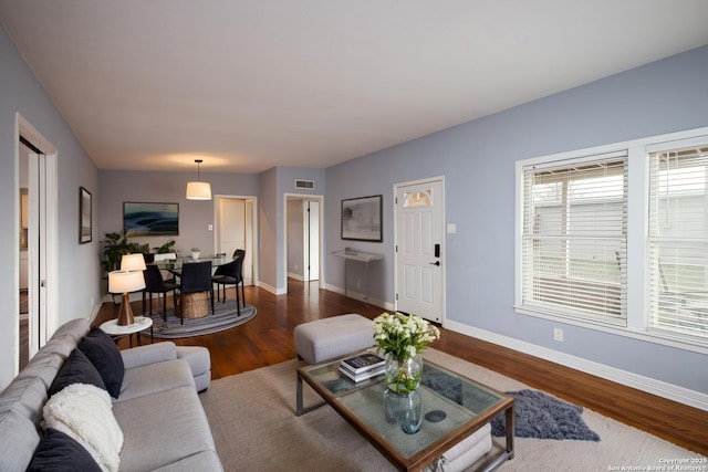 living room featuring hardwood / wood-style flooring