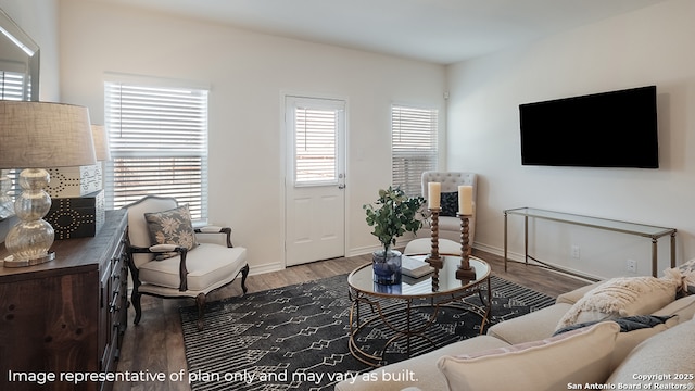 living room with wood-type flooring