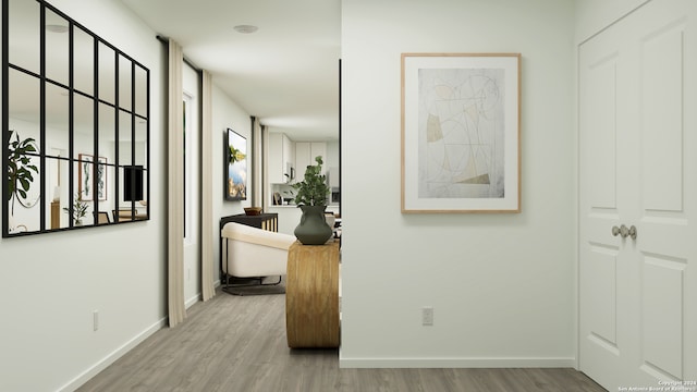 hallway with wood-type flooring