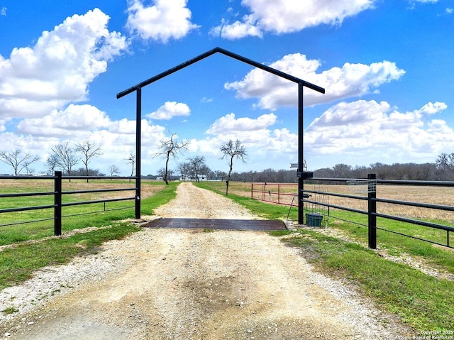 view of road featuring a rural view