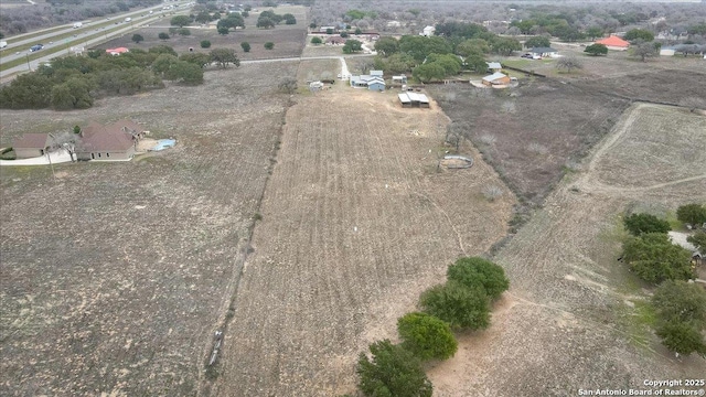 drone / aerial view with a rural view