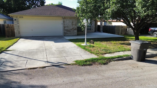 single story home with a garage