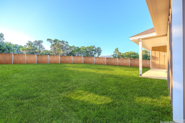 view of yard with a fenced backyard