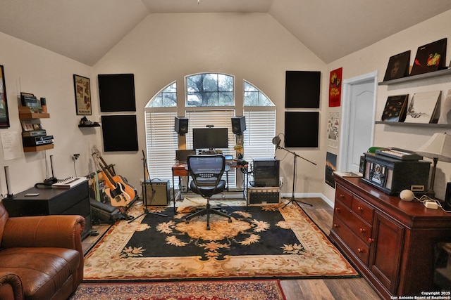 4114 Luckenbach, San Antonio, TX 78251 - home office featuring lofted ceiling and wood finished floors