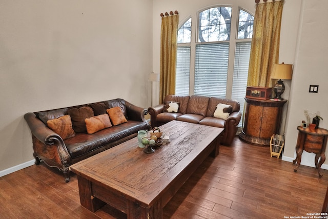 4114 Luckenbach, San Antonio, TX 78251 - living area featuring baseboards and dark wood finished floors
