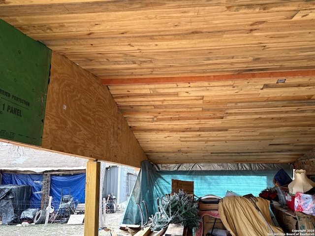 interior space with wooden ceiling